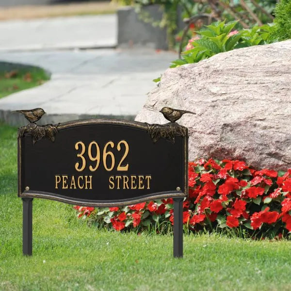 Whitehall Products Vine Chickadee Garden Personalized Lawn Plaque Two Lines
