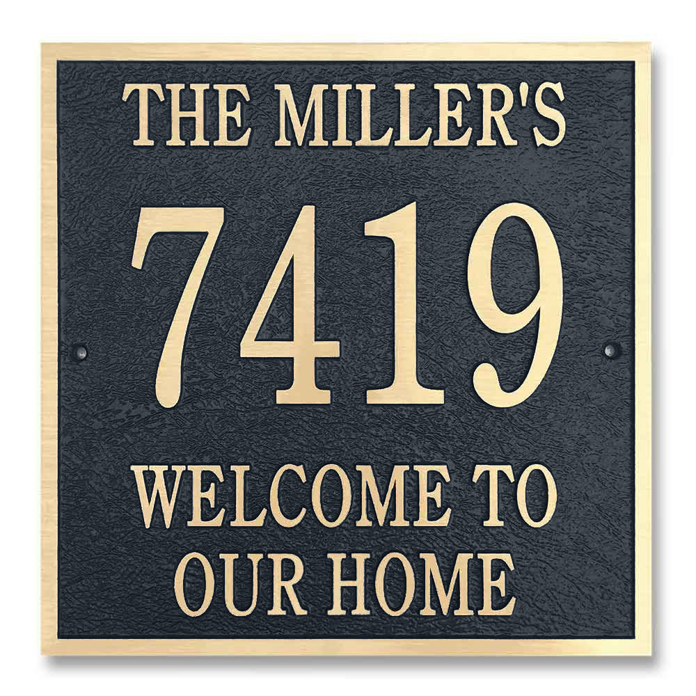 Cast Bronze Square Wall Address Plaque