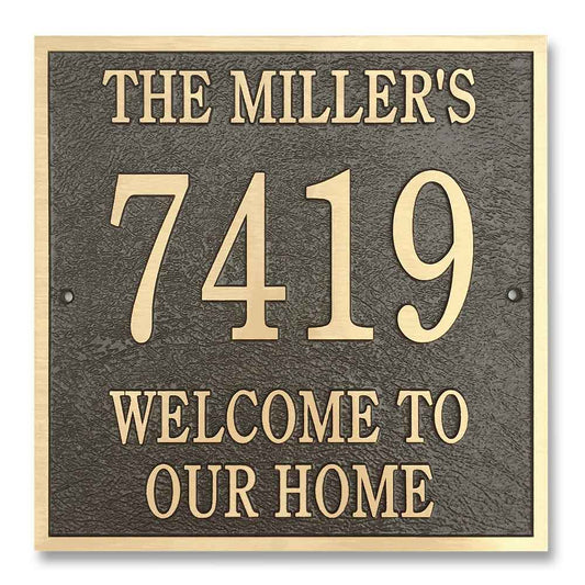 Cast Bronze Square Wall Address Plaque