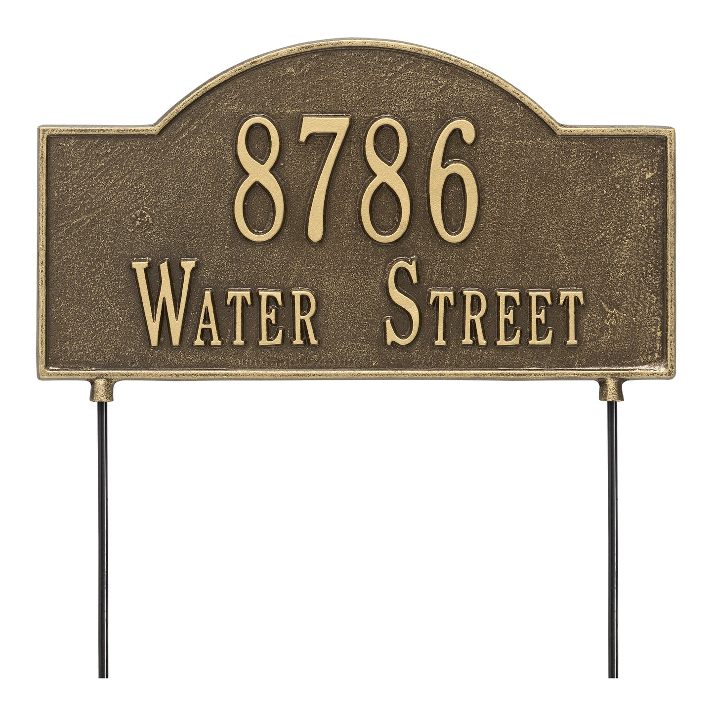 Whitehall Products Personalized 2 Sided Arch Standard Lawn Plaque Two Line Antique Copper