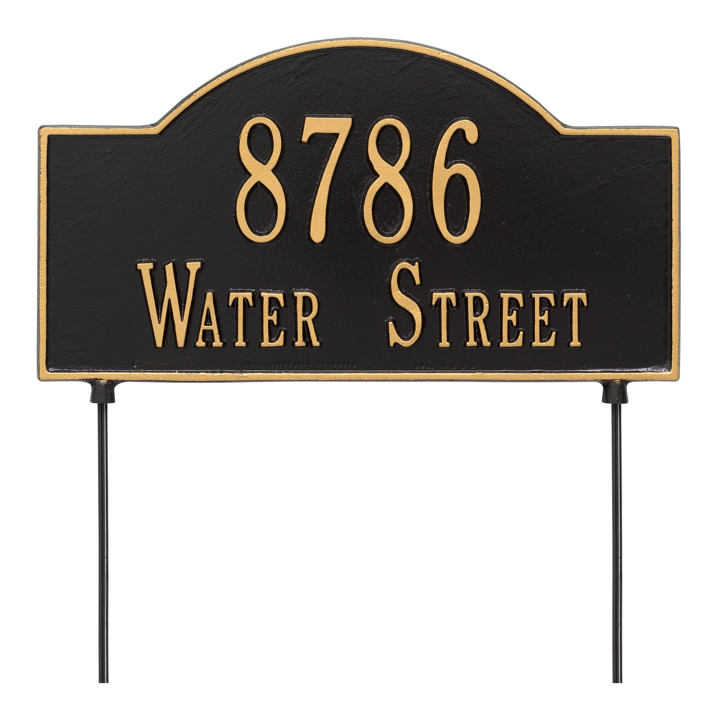 Whitehall Products Personalized 2 Sided Arch Standard Lawn Plaque Two Line Black/silver