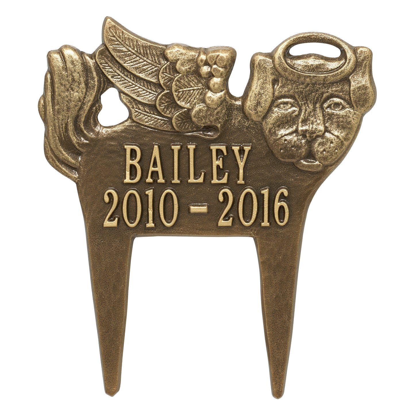 Whitehall Products Guardian Angel Pet Dog Memorial Lawn Plaque Two Lines Green/gold