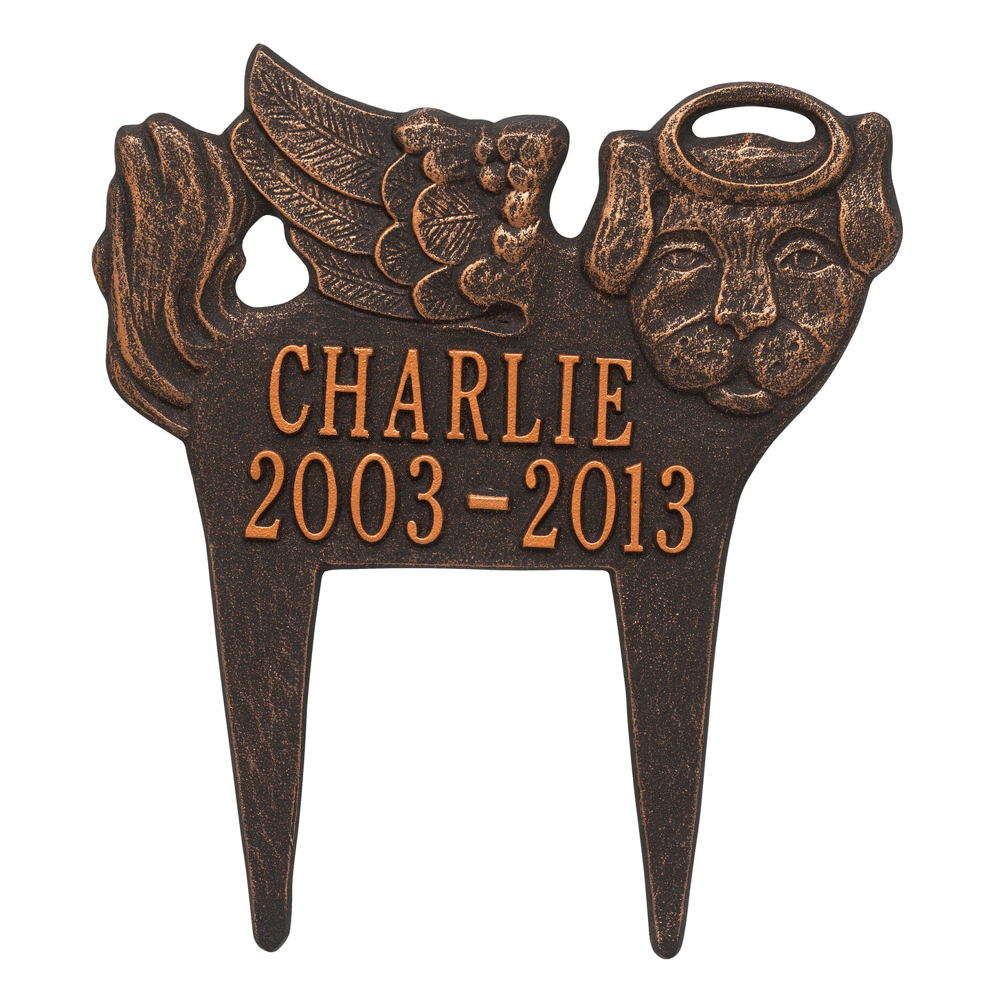 Whitehall Products Guardian Angel Pet Dog Memorial Lawn Plaque Two Lines