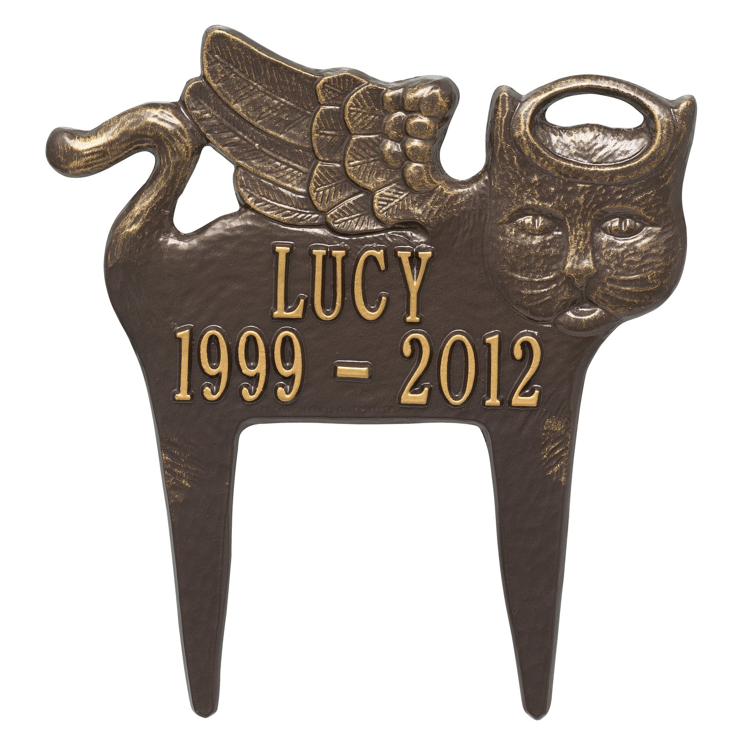 Whitehall Products Guardian Angel Pet Cat Memorial Lawn Plaque Two Lines