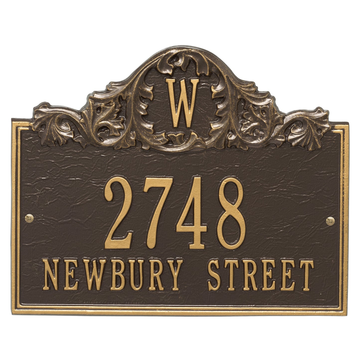 Whitehall Products Personalized Acanthus Monogram Wall Plaque Three Line Antique Copper