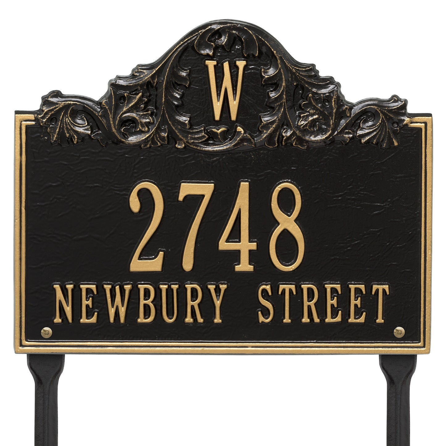 Whitehall Products Personalized Acanthus Monogram Lawn Plaque Three Line Black/silver