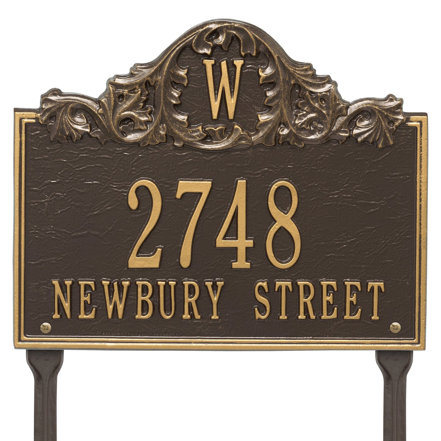 Whitehall Products Personalized Acanthus Monogram Lawn Plaque Three Line Pewter/silver