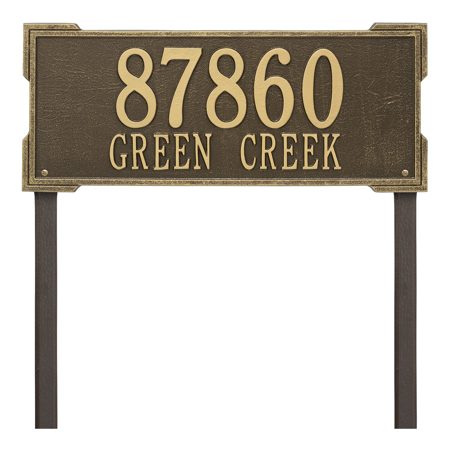 Whitehall Products Personalized Roanoke Estate Lawn Plaque Two Line Antique Copper