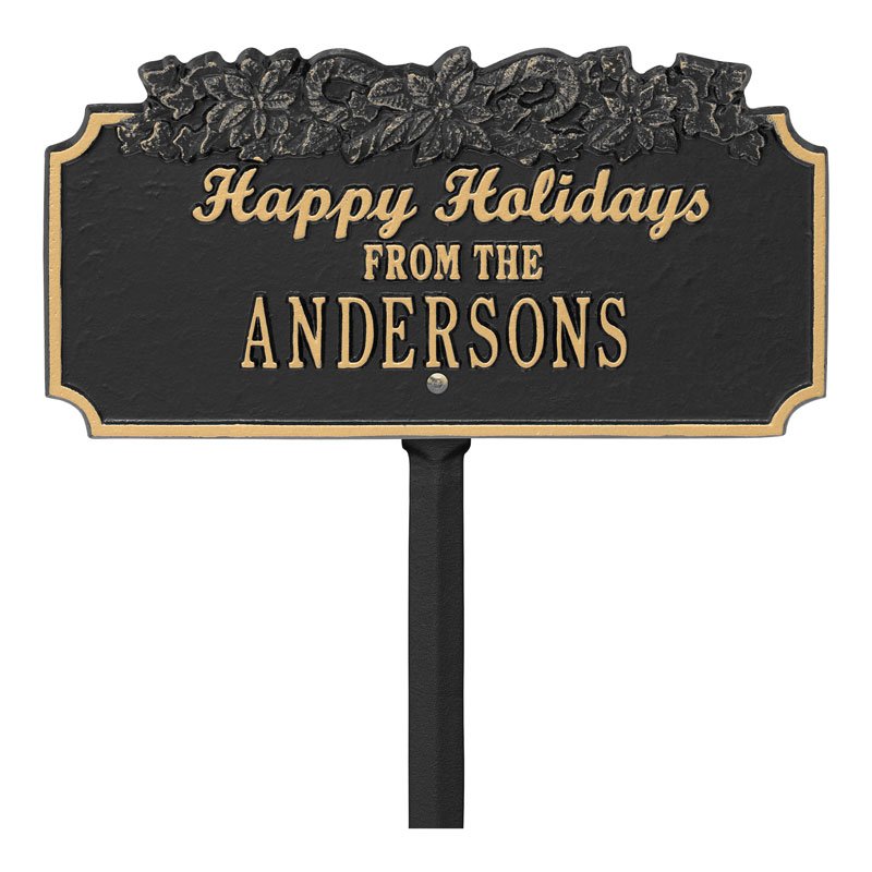Whitehall Products Happy Holidays Candy Canes Personalized Lawn Plaque One Line