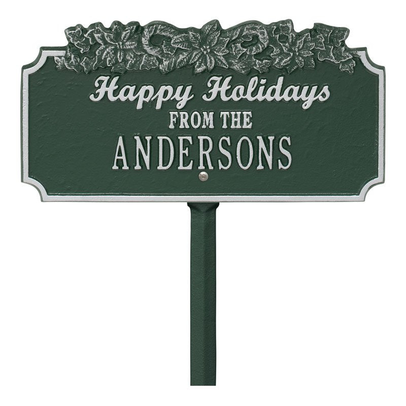 Whitehall Products Happy Holidays Candy Canes Personalized Lawn Plaque One Line