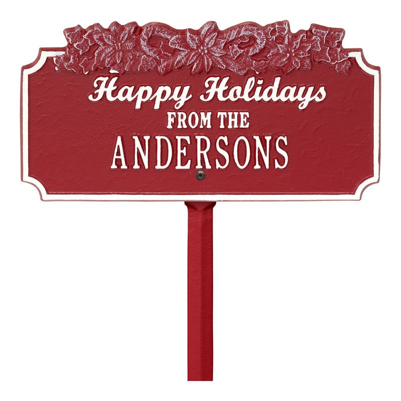 Whitehall Products Happy Holidays Candy Canes Personalized Lawn Plaque One Line