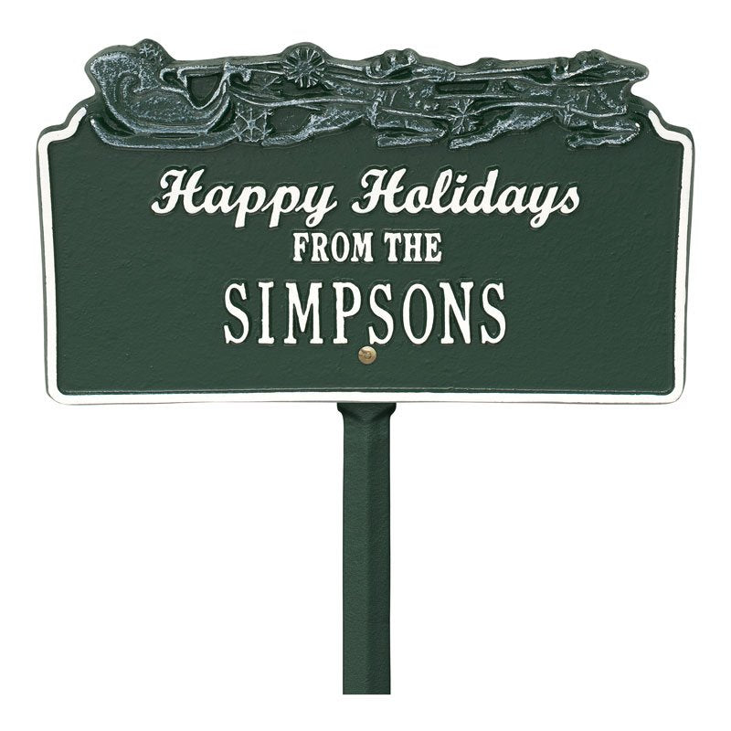 Whitehall Products Happy Holidays Sleigh Personalized Lawn Plaque One Line