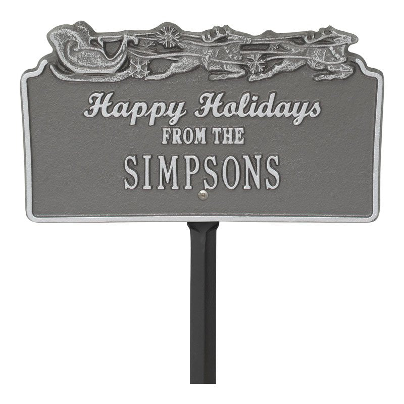 Whitehall Products Happy Holidays Sleigh Personalized Lawn Plaque One Line