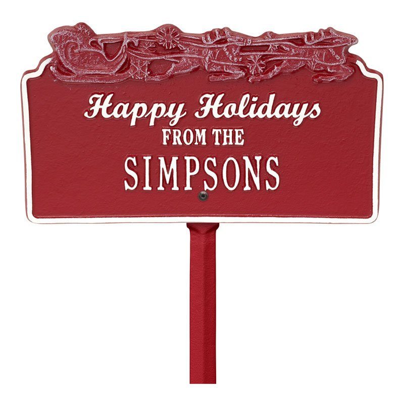 Whitehall Products Happy Holidays Sleigh Personalized Lawn Plaque One Line