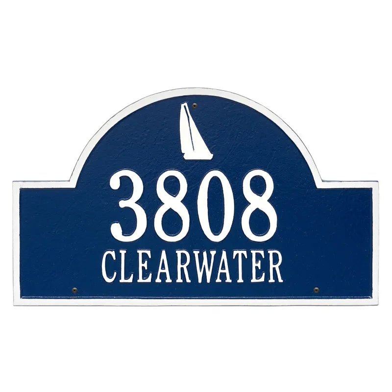 Whitehall Products Personalized Sailboat Arch Estate Wall Plaque Two Lines Bronze/gold