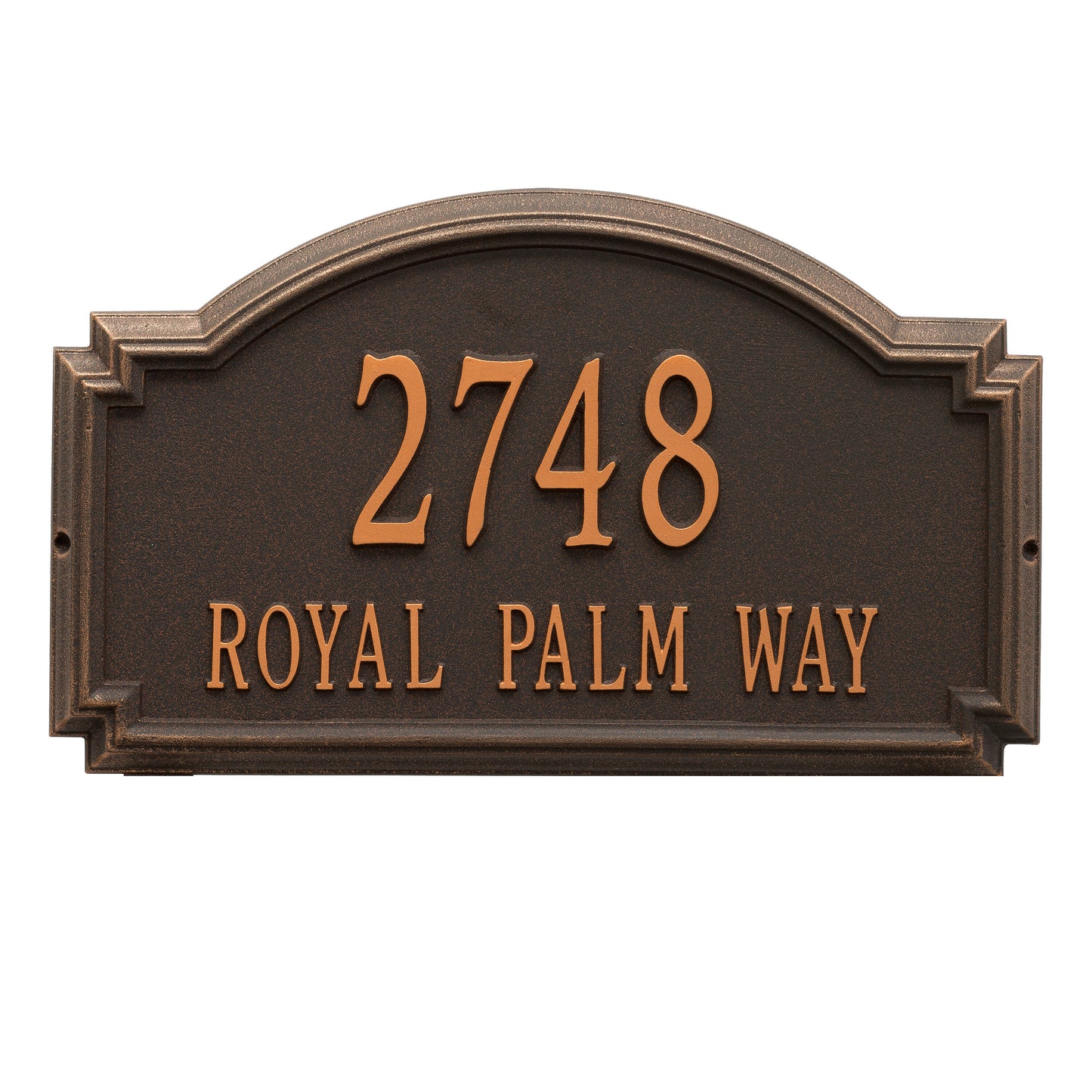 Whitehall Products Williamsburg Estate Wall Plaque Two Line Antique Copper