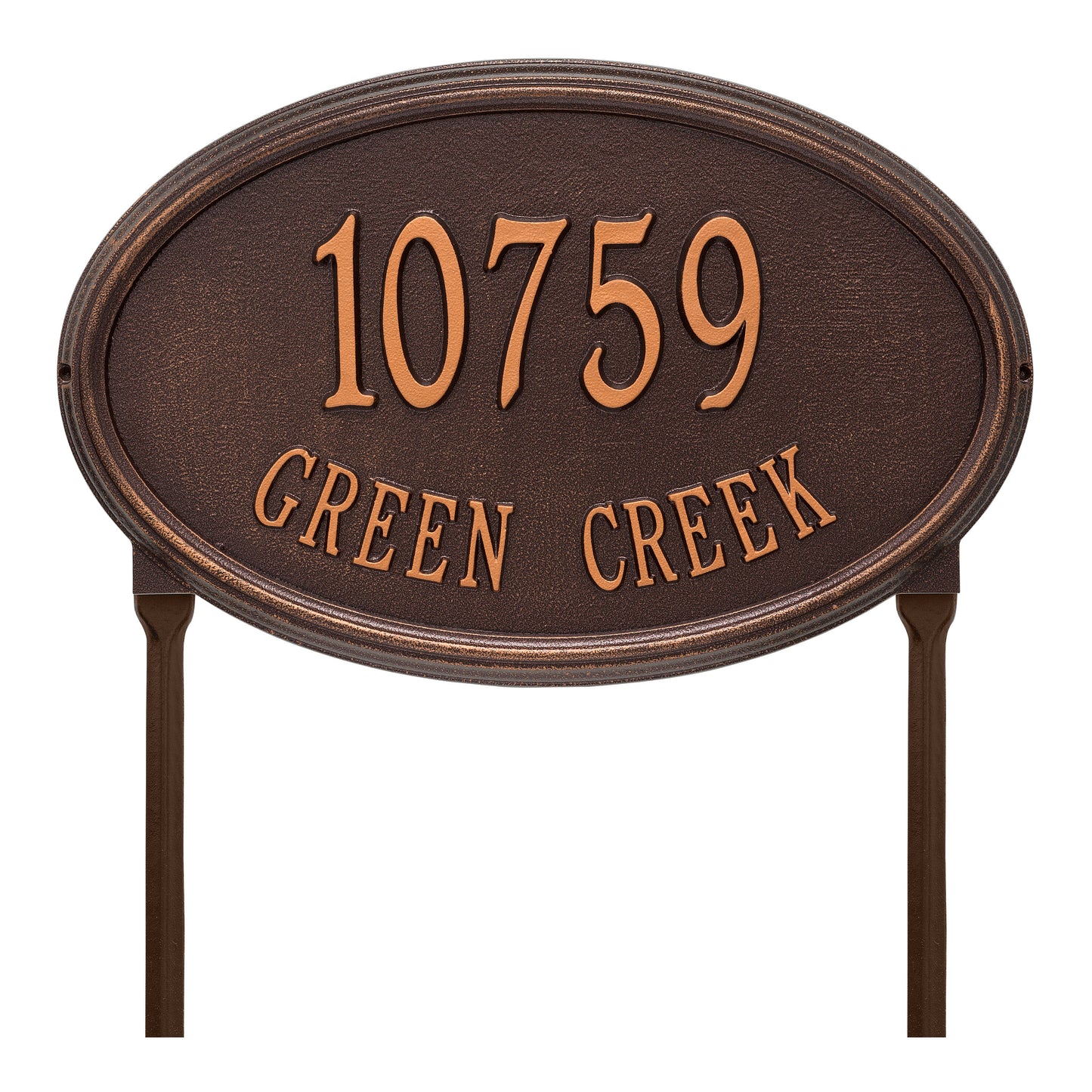 Whitehall Products Personalized Concord Oval Estate Lawn Plaque Two Line Antique Copper