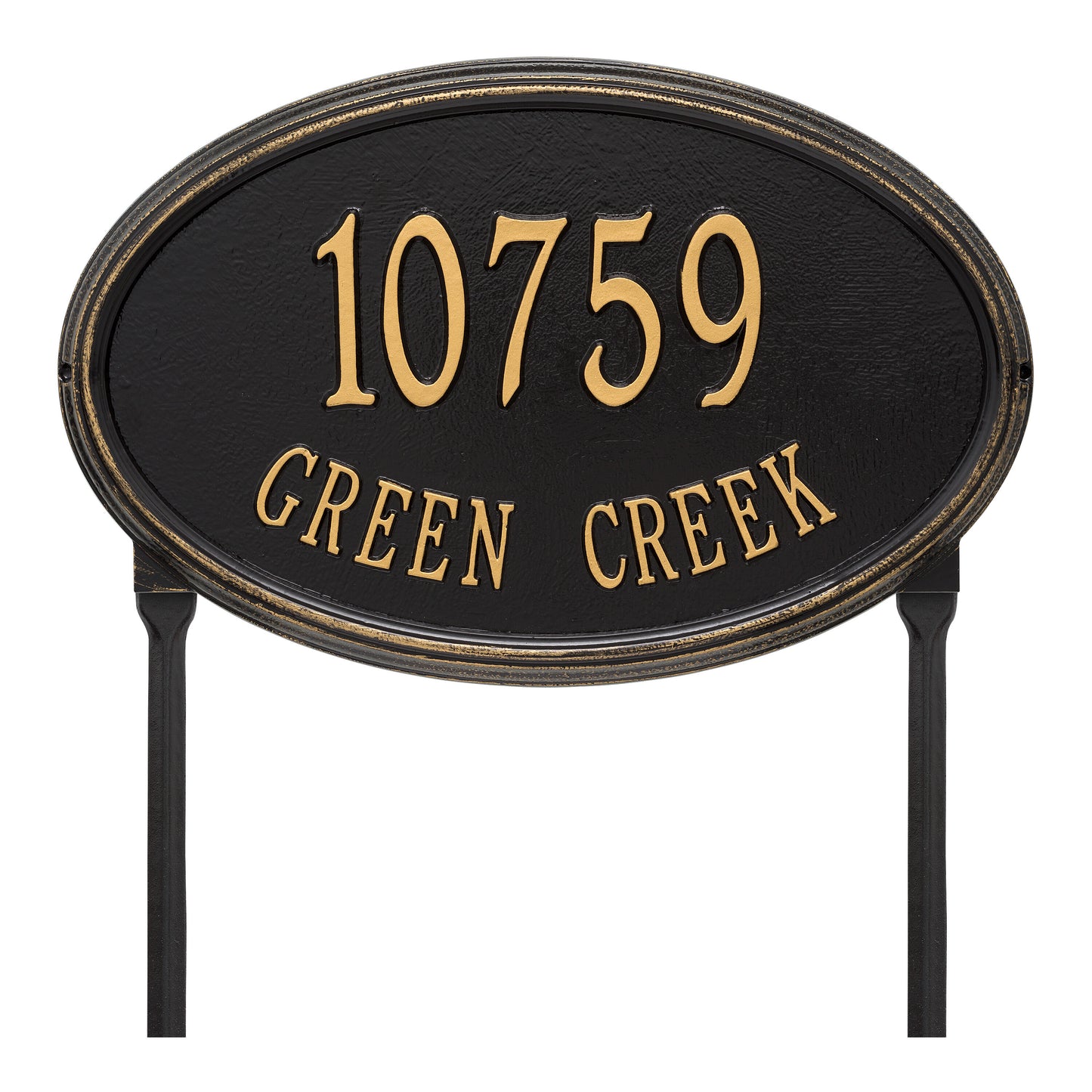 Whitehall Products Personalized Concord Oval Estate Lawn Plaque Two Line Black/silver
