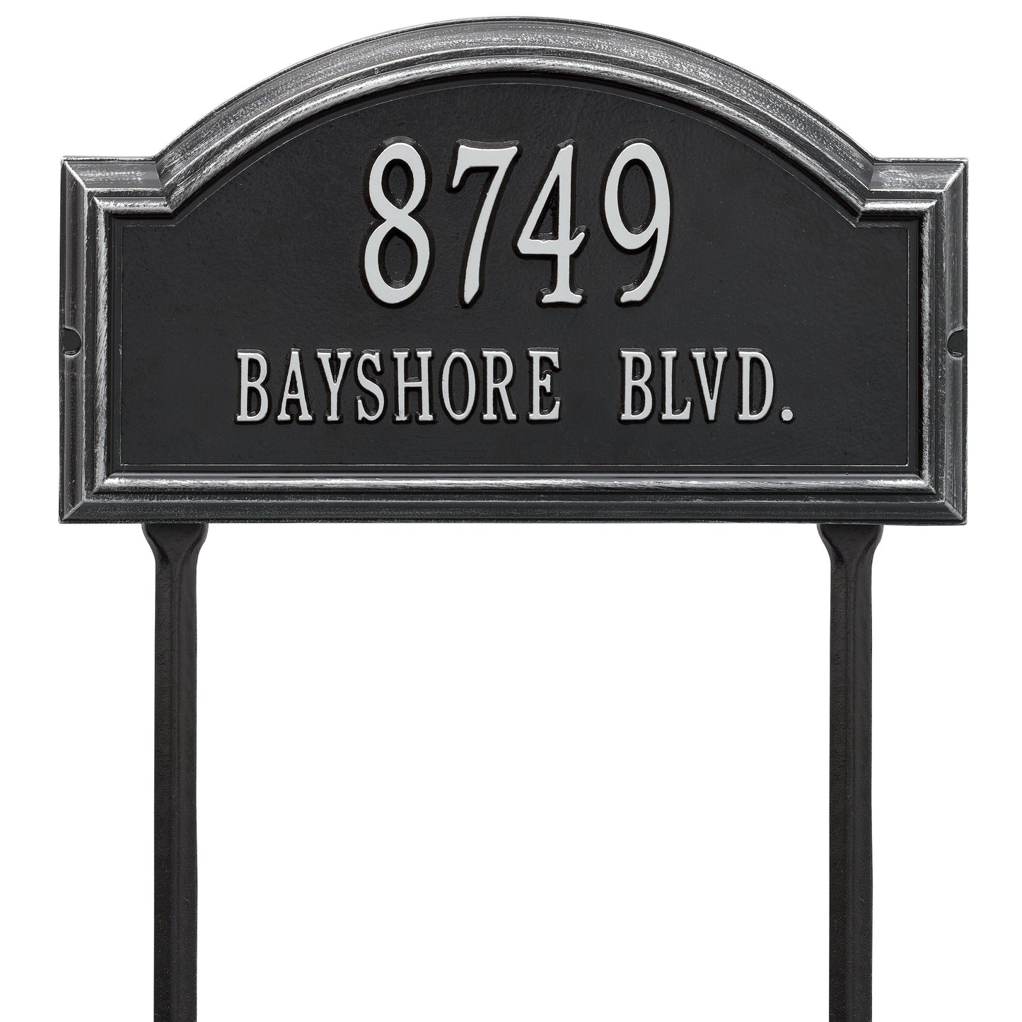 Whitehall Products Providence Arch Standard Lawn Plaque Two Line Pewter/silver