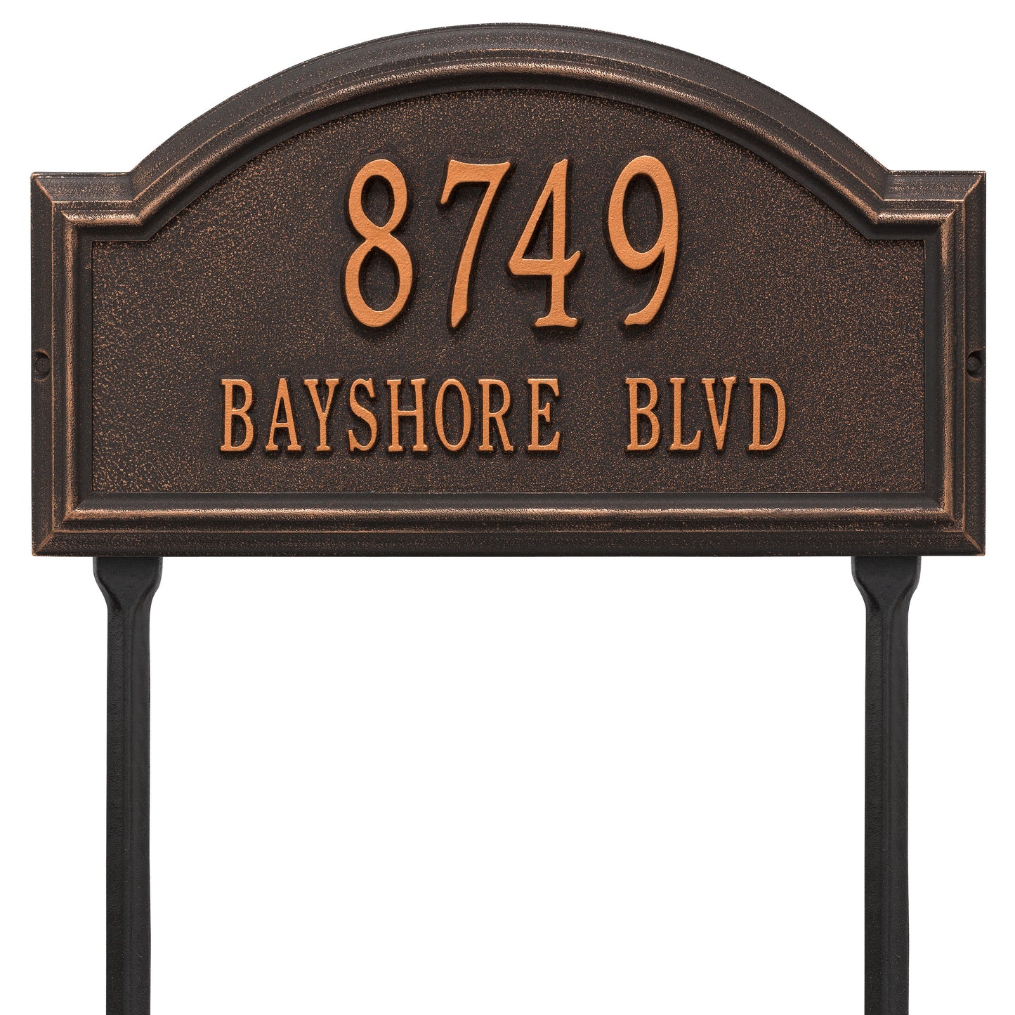 Whitehall Products Providence Arch Standard Lawn Plaque Two Line Black/silver