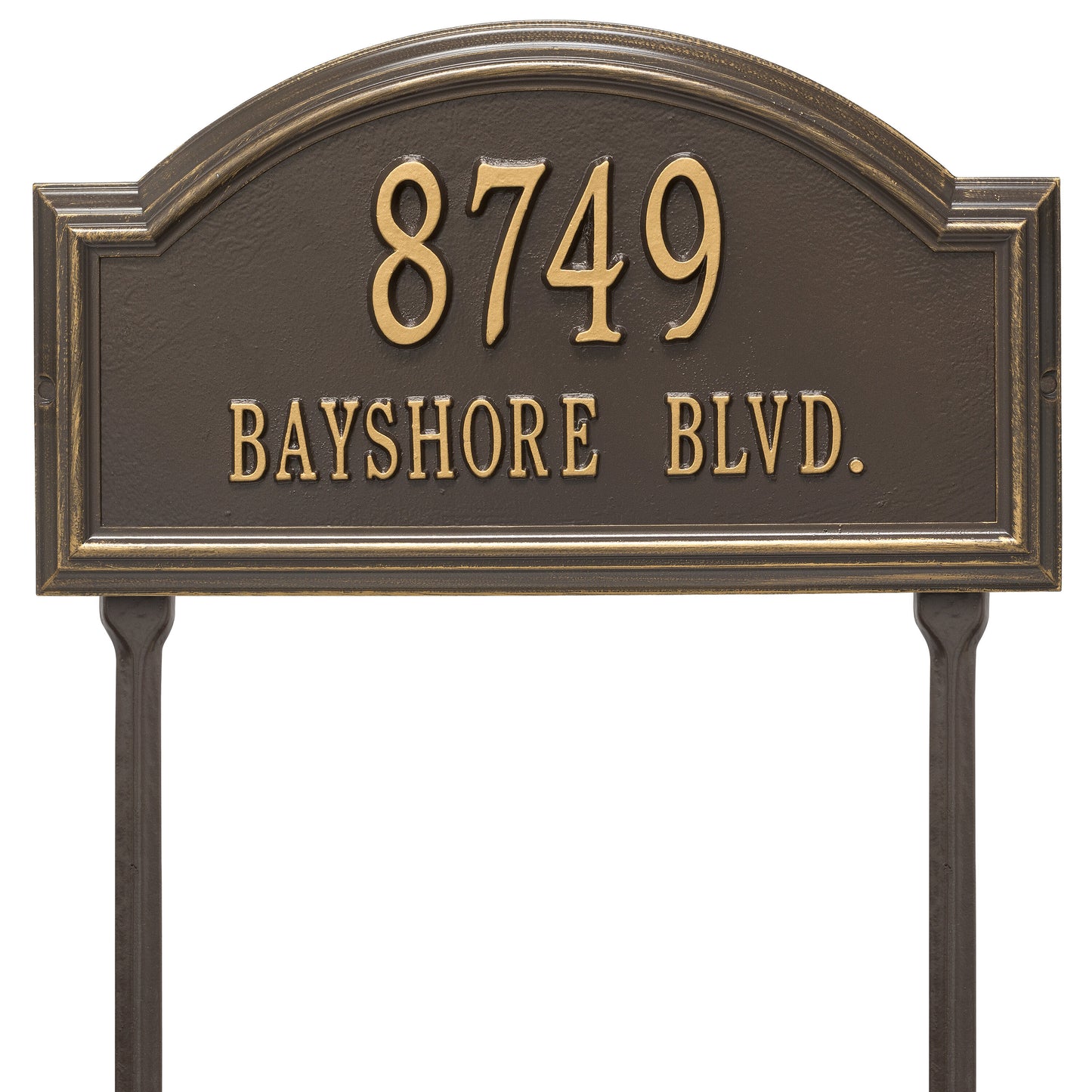 Whitehall Products Providence Arch Standard Lawn Plaque Two Line Oil Rubbed Bronze