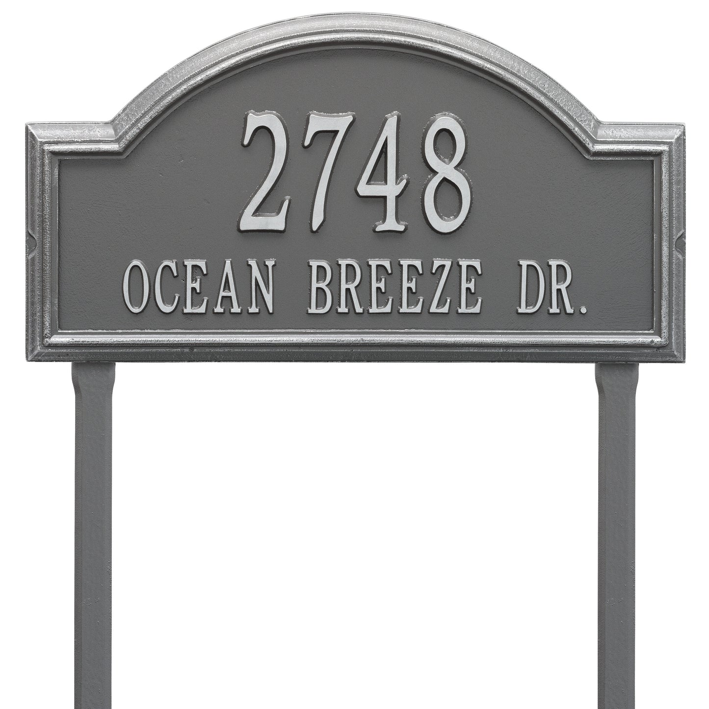 Whitehall Products Providence Arch Estate Lawn Plaque Two Line Black/silver