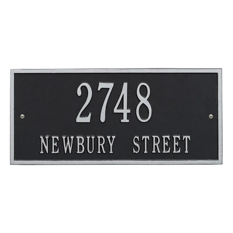 Whitehall Products Hartford Standard Wall Plaque Two Lines Black/white