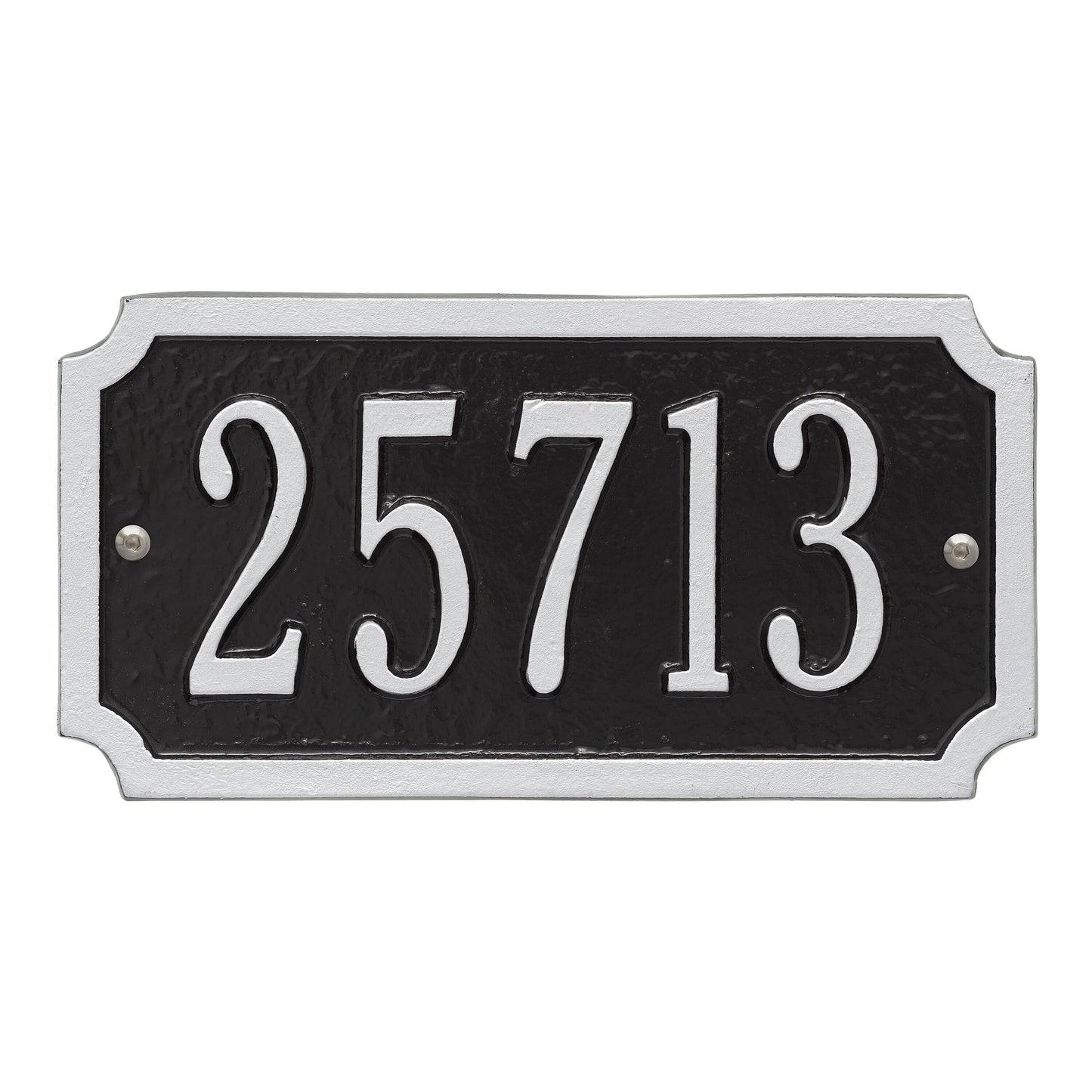 Whitehall Products Personalized Cut Corner Rectangle Standard Plaque One Line Black/white