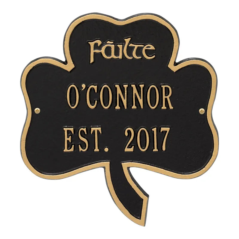 Whitehall Products Shamrock Address Plaque Two Lines Green/gold