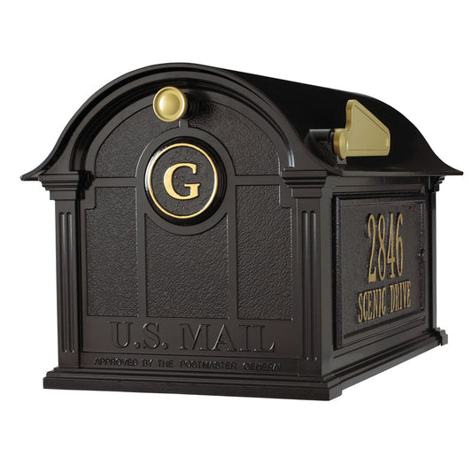 Whitehall Products Balmoral Mailbox W Side Address Plaques Monogram Black