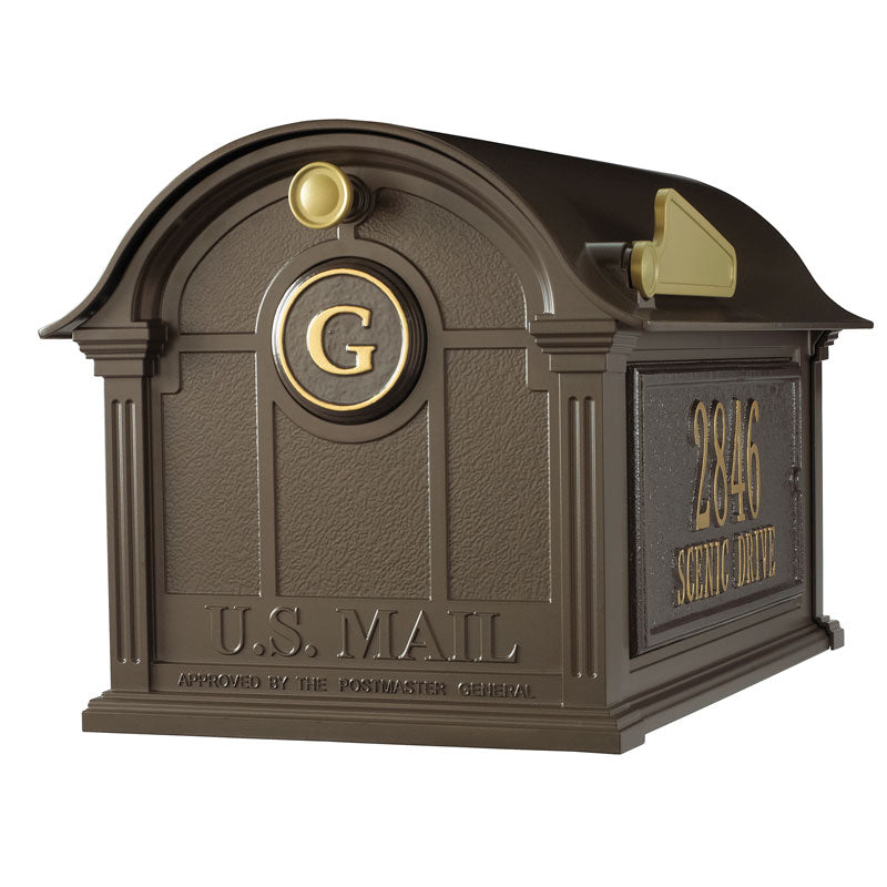 Whitehall Products Balmoral Mailbox W Side Address Plaques Monogram Bronze
