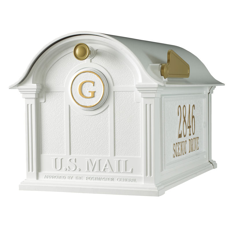Whitehall Products Balmoral Mailbox W Side Address Plaques Monogram White