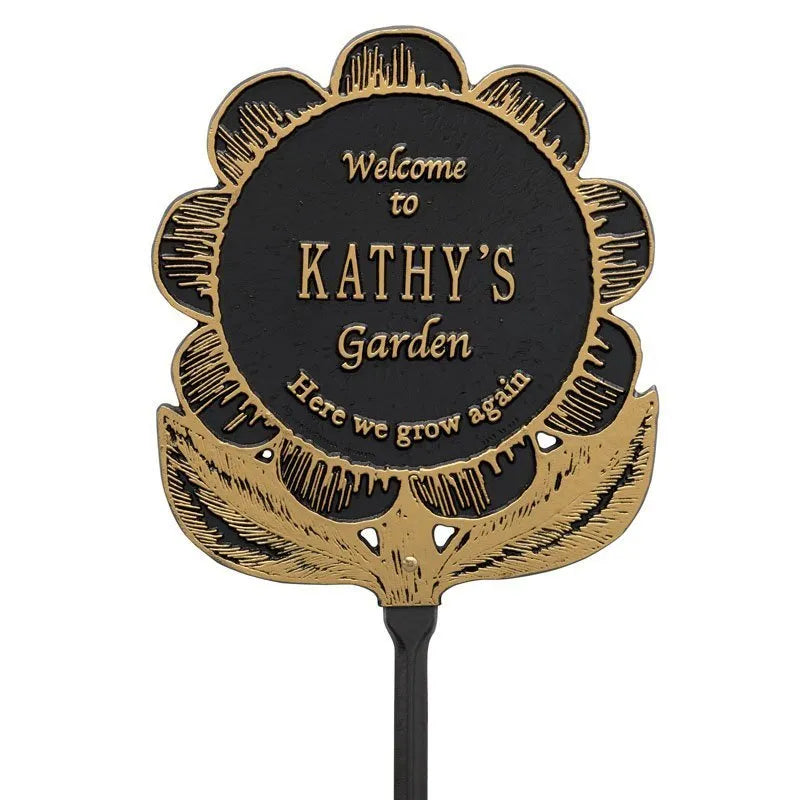 Whitehall Products Garden Flower Personalized Lawn Plaque One Line