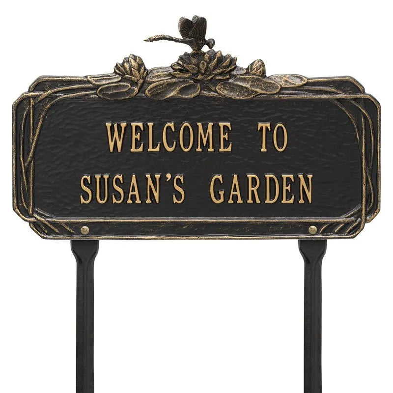 Whitehall Products Dragonfly Garden Personalized Lawn Plaque Two Lines