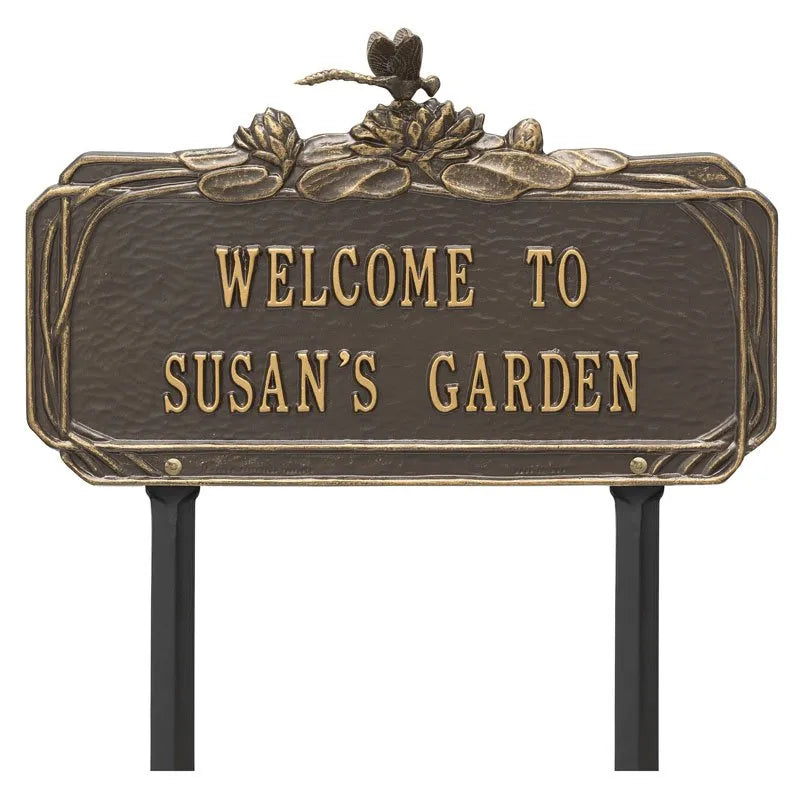 Whitehall Products Dragonfly Garden Personalized Lawn Plaque Two Lines