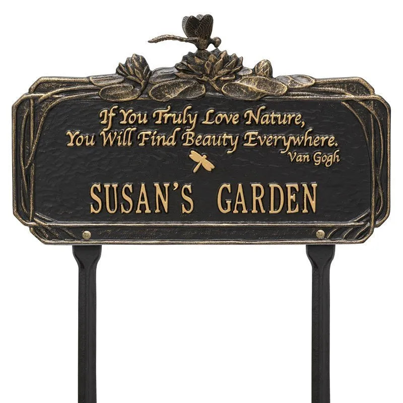 Whitehall Products Dragonfly Garden Quote Personalized Lawn Plaque One Line