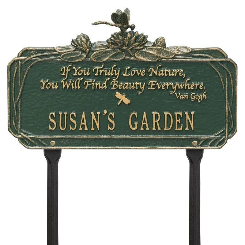 Whitehall Products Dragonfly Garden Quote Personalized Lawn Plaque One Line