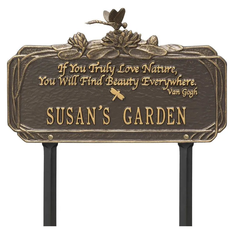 Whitehall Products Dragonfly Garden Quote Personalized Lawn Plaque One Line