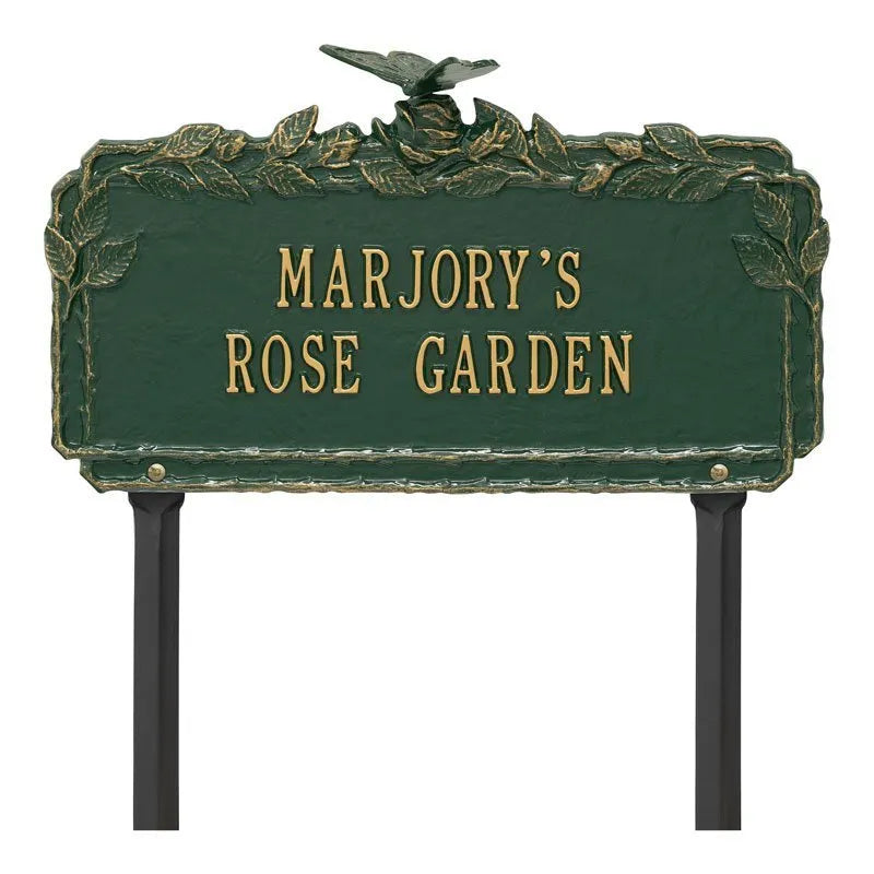 Whitehall Products Butterfly Rose Garden Personalized Lawn Plaque Two Lines