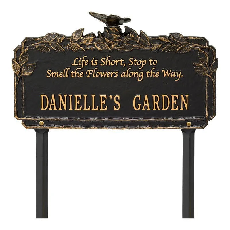 Whitehall Products Butterfly Rose Garden Quote Personalized Lawn Plaque One Line
