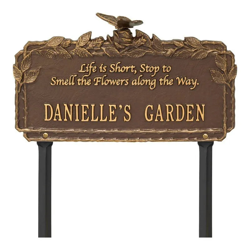 Whitehall Products Butterfly Rose Garden Quote Personalized Lawn Plaque One Line