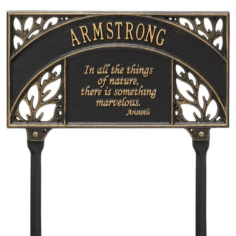 Whitehall Products Aristotle Garden Personalized Lawn Plaque One Line