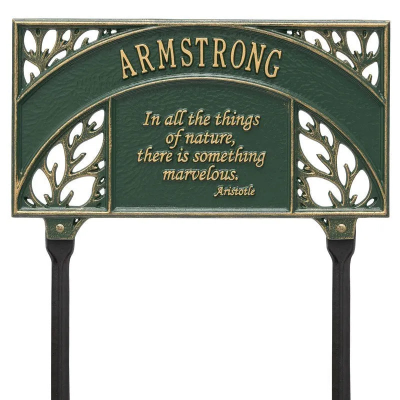 Whitehall Products Aristotle Garden Personalized Lawn Plaque One Line