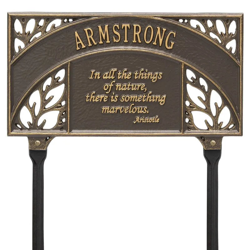 Whitehall Products Aristotle Garden Personalized Lawn Plaque One Line