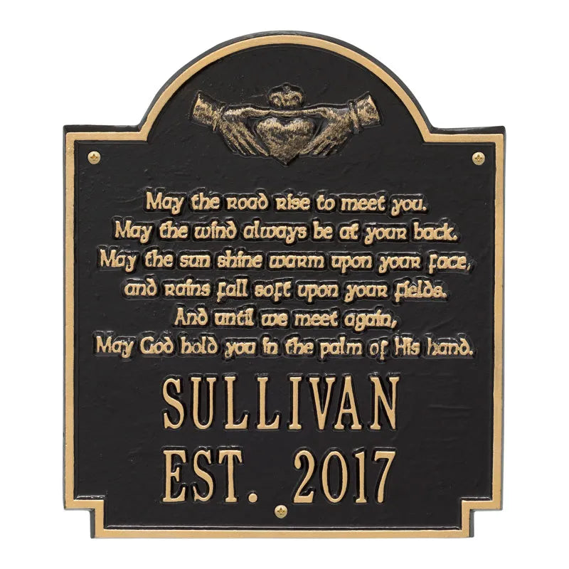 Whitehall Products Claddagh Poem Plaque Two Lines Green/gold