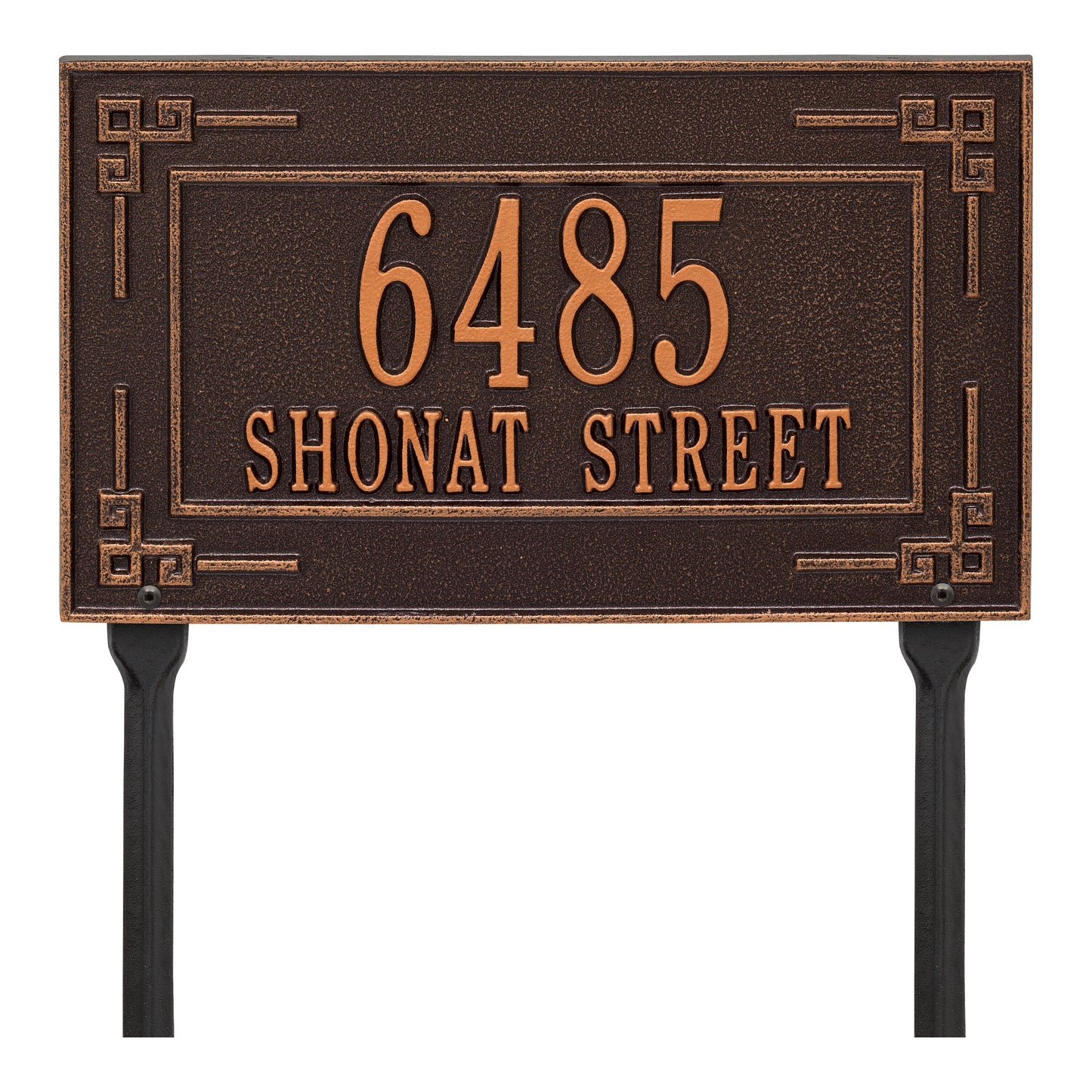 Whitehall Products Personalized Key Corner Standard Lawn Plaque Two Lines Black/silver