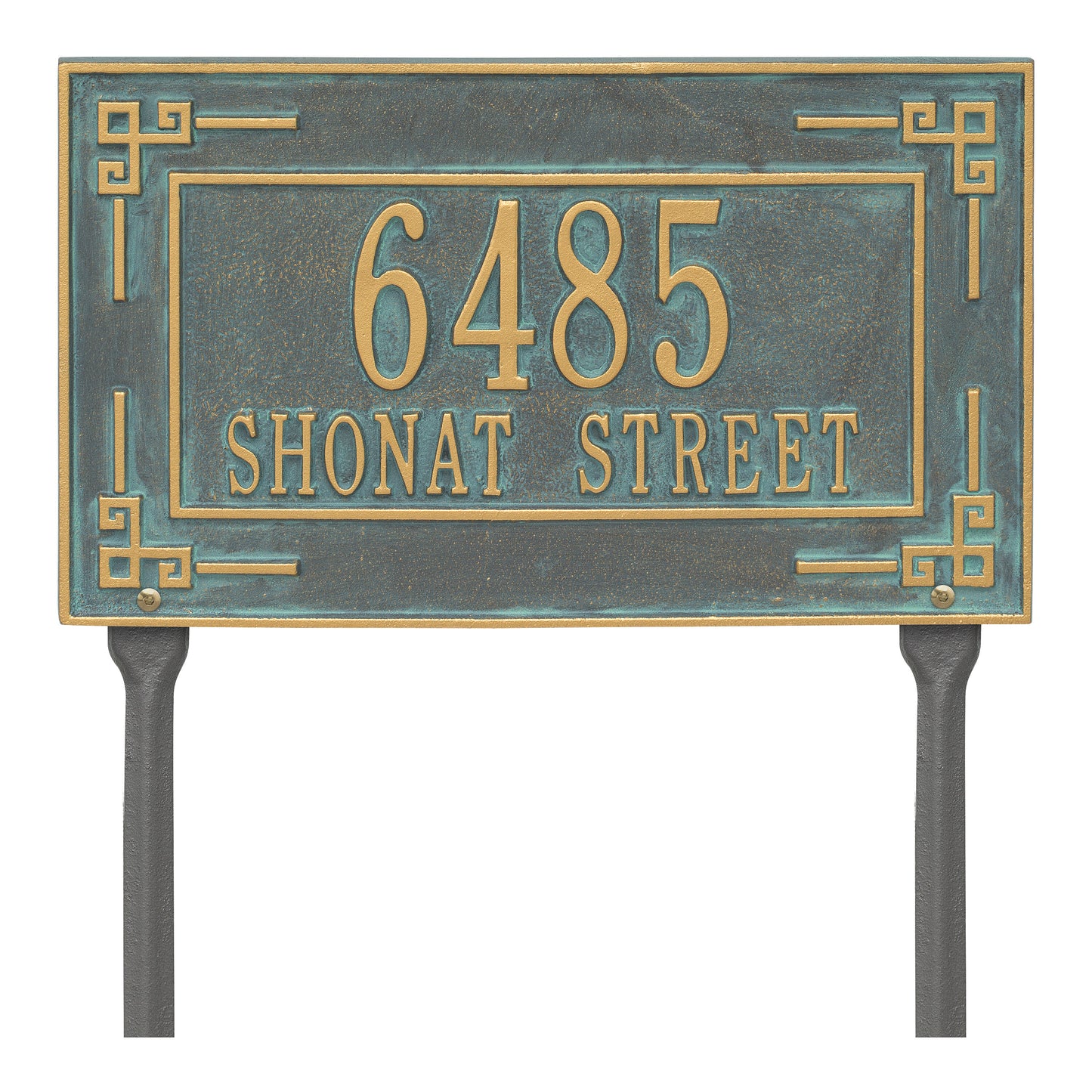 Whitehall Products Personalized Key Corner Standard Lawn Plaque Two Lines Bronze/gold