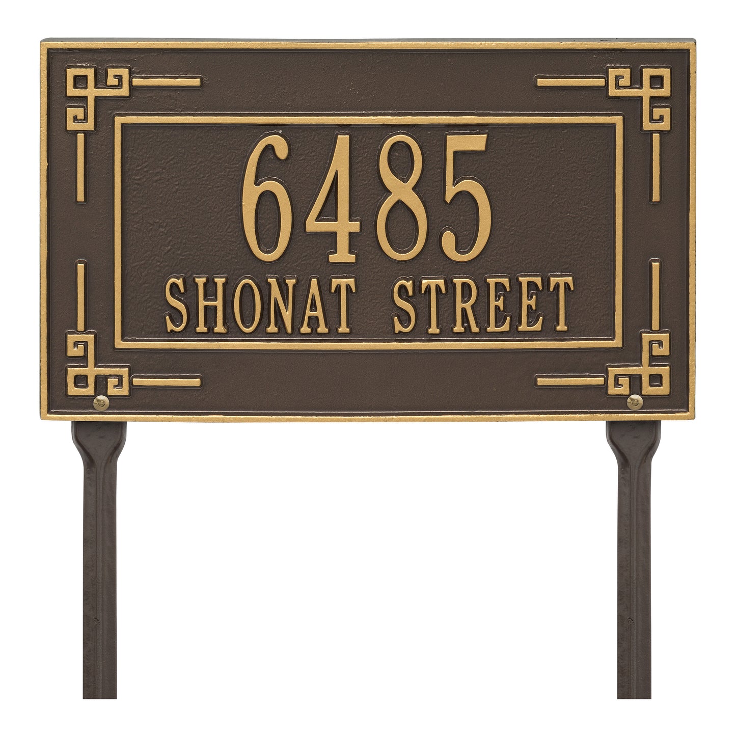 Whitehall Products Personalized Key Corner Standard Lawn Plaque Two Lines Black/gold