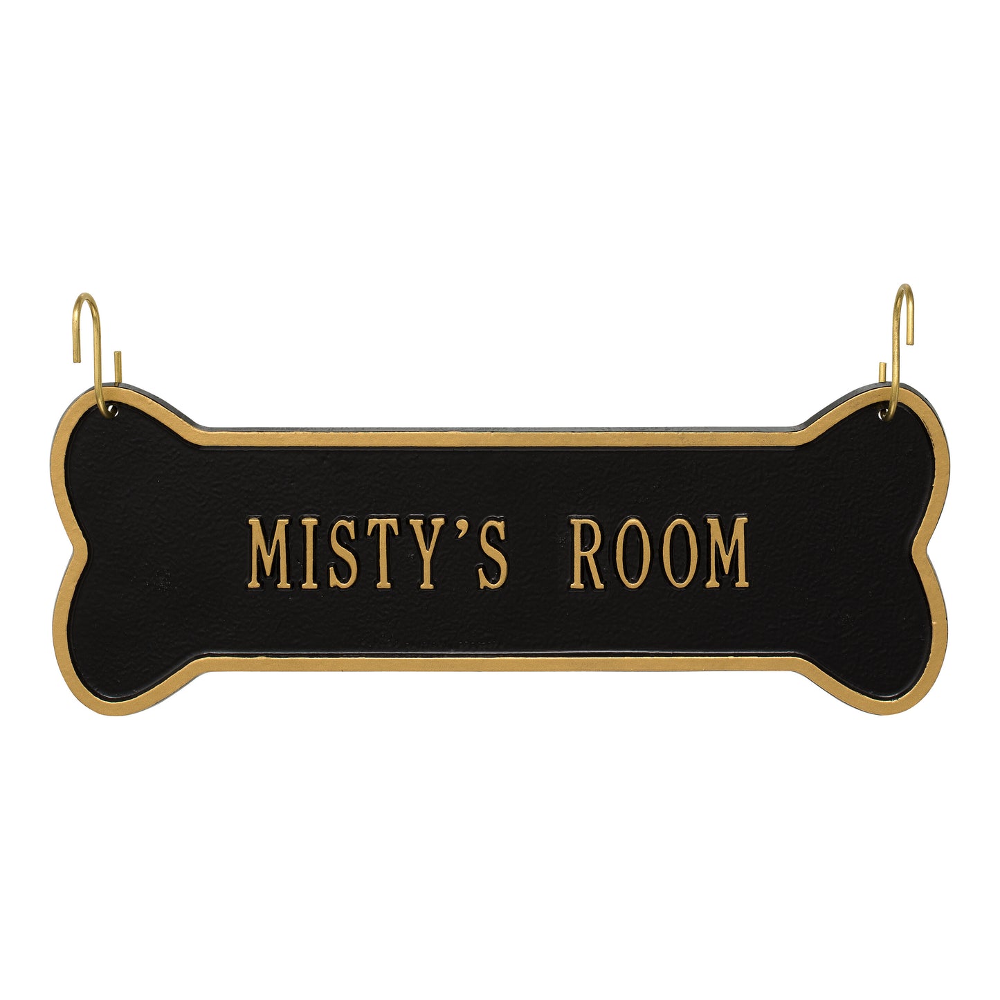 Whitehall Products Hanging Bone Personalized Crate Plaque One Line Black/white