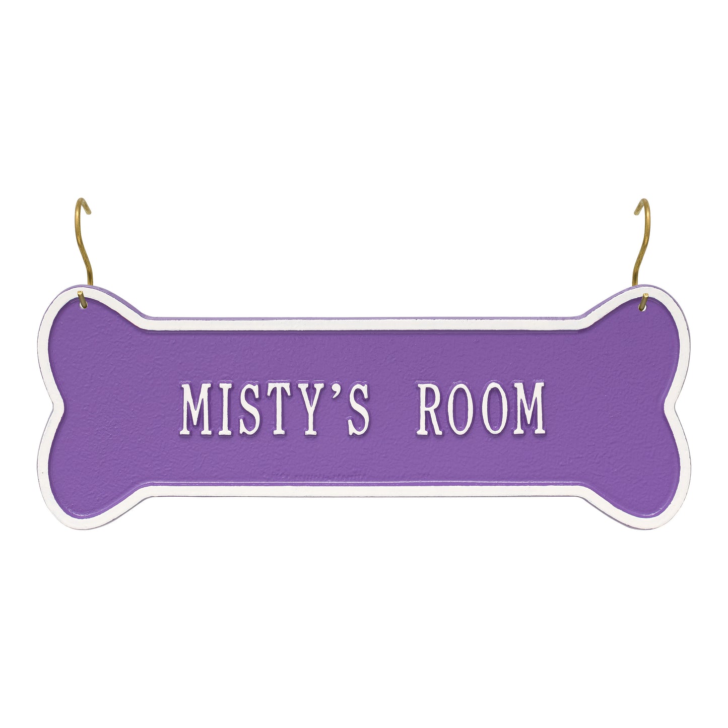 Whitehall Products Hanging Bone Personalized Crate Plaque One Line White/gold